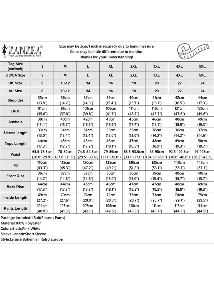 ZANZEA Women's Pant Sets 2 Piece Elegant Chic Short Crop Tops & Wide Leg Pants Two Piece Outfits Trouser Suits Woman Clothes 3XL - flohmarkt-deutschland.shop